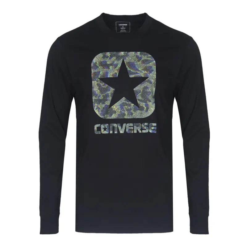 Converse T Shirts Men's Black Crew Neck Moderate
