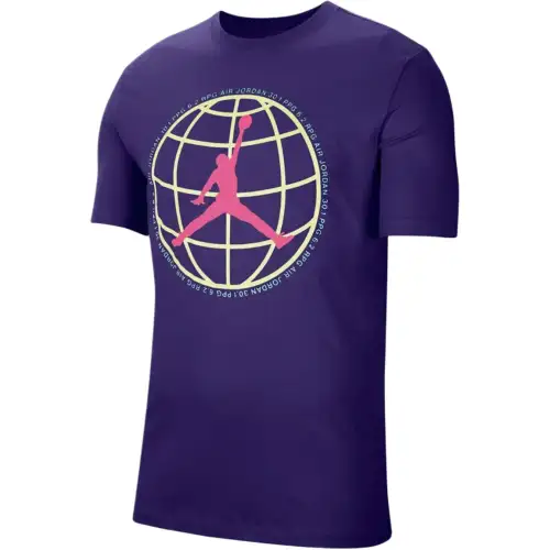 Jordan Apparel T Shirts Men's Purple Crew Neck Moderate Straight Fit