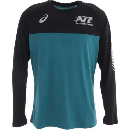 ASICS T Shirts Men's Green Crew Neck Moderate