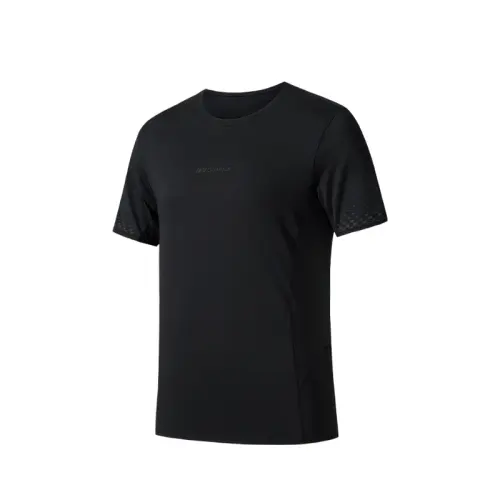 ANTA T Shirts Men's Black Crew Neck Moderate Straight Fit