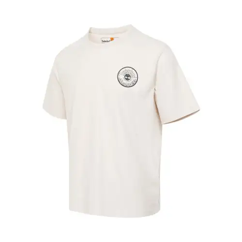 Timberland T Shirts Men's Ecru Crew Neck Moderate Straight Fit