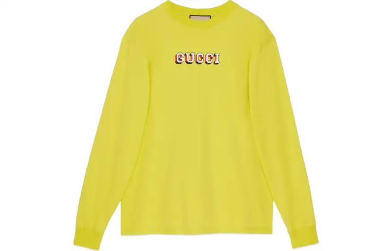 GUCCI T Shirts Men's Yellow Crew Neck Moderate Straight Fit