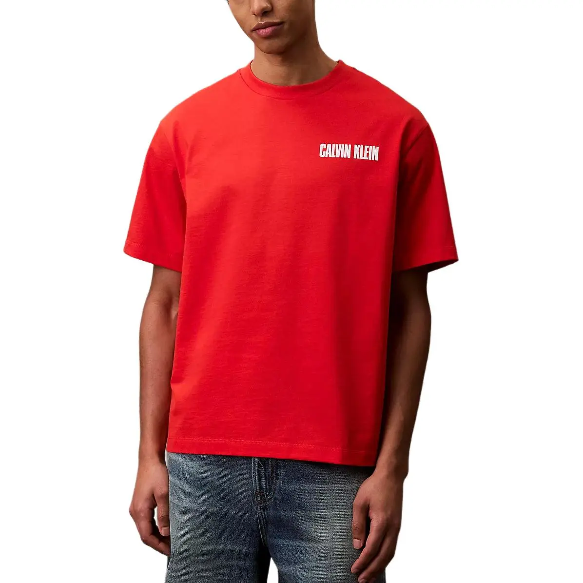 Calvin Klein T-Shirts Men's Red Crew Neck Moderate