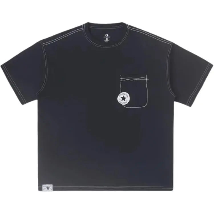 Converse T Shirts Men's Black Crew Neck Moderate Straight Fit