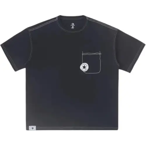 Converse T Shirts Men's Black Crew Neck Moderate Straight Fit