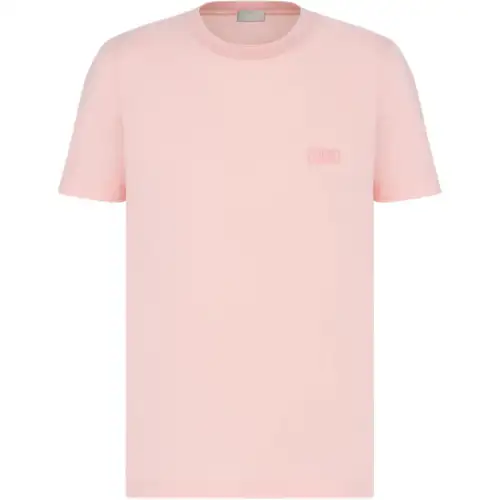 DIOR T Shirts Men's Pink Crew Neck Moderate Straight Fit
