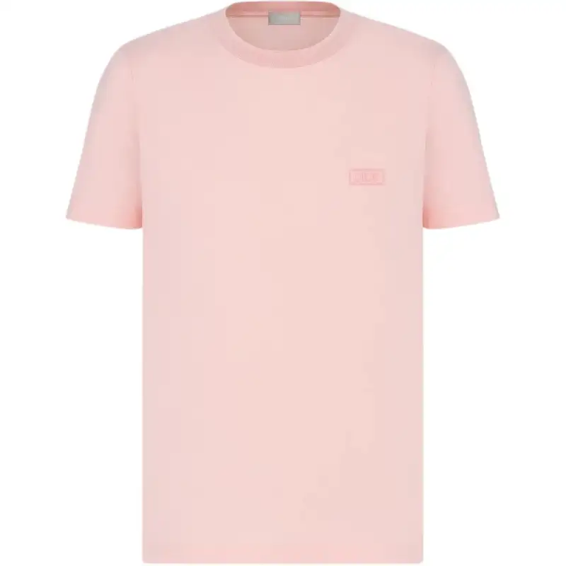 DIOR T Shirts Men's Pink Crew Neck Moderate Straight Fit