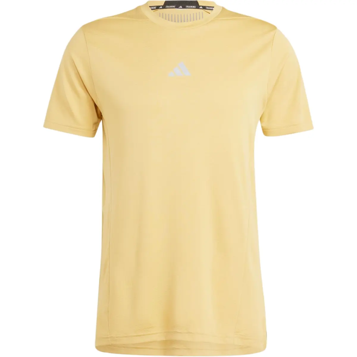 Adidas T-Shirts Men's Yellow Crew Neck Moderate Straight Fit