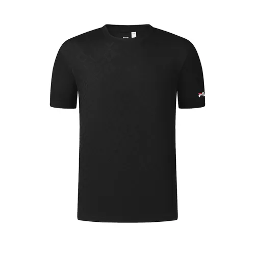 FILA T Shirts Men's Pitch Black BK Crew Neck Moderate Straight Fit