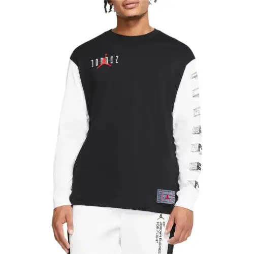Jordan Apparel T Shirts Men's Black Crew Neck Moderate Straight Fit
