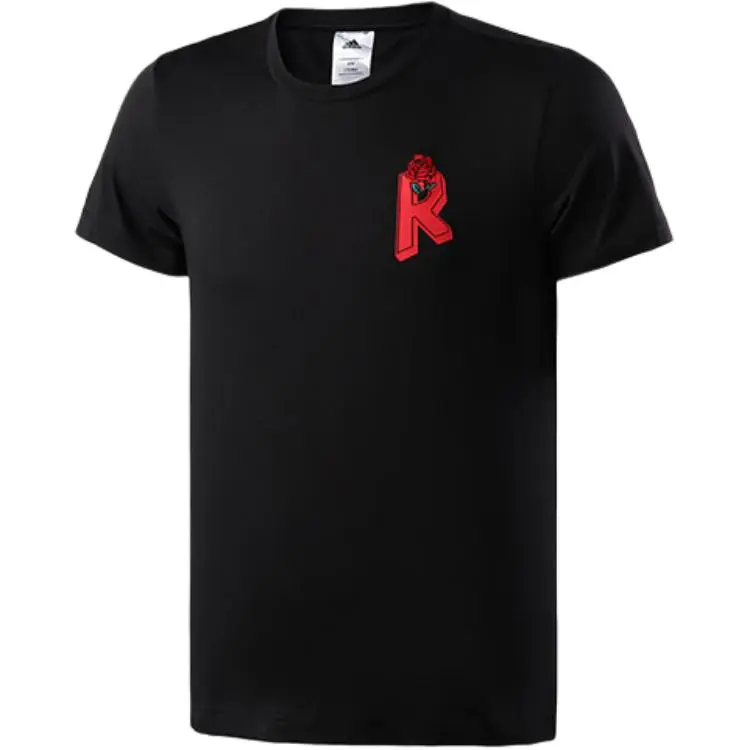 Adidas T-Shirts Men's Black Crew Neck Moderate Straight Fit