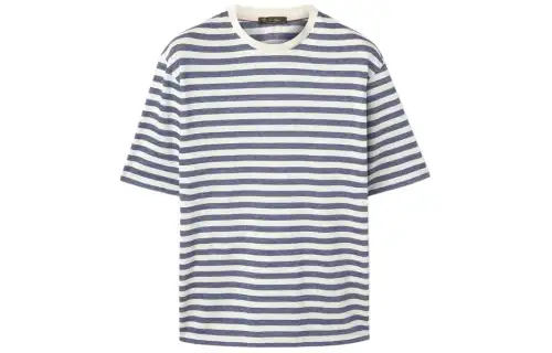 Loro Piana T Shirts Men's Blue Crew Neck Moderate Straight Fit