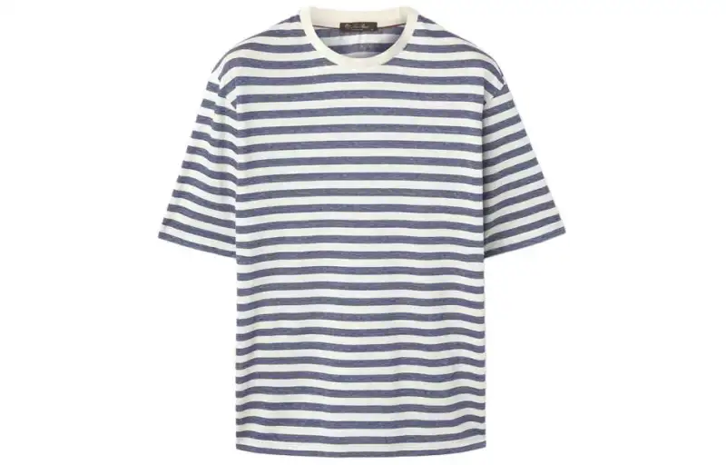 Loro Piana T Shirts Men's Blue Crew Neck Moderate Straight Fit