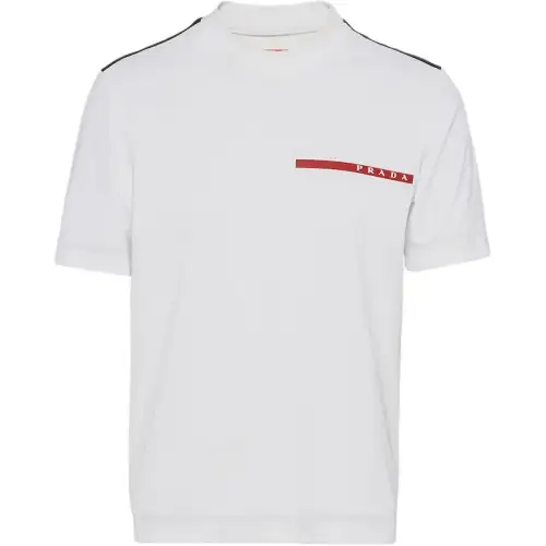 PRADA T Shirts Men's White Crew Neck Moderate Straight Fit