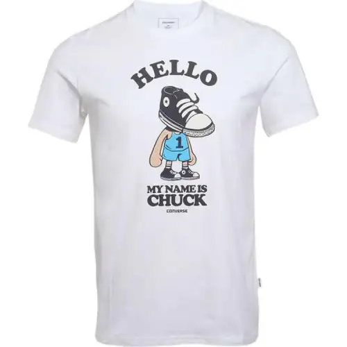 Converse T Shirts Men's White Crew Neck Moderate Straight Fit