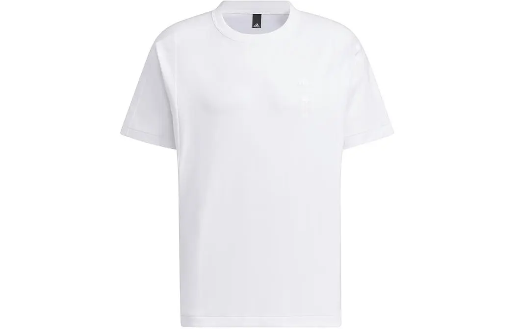 Adidas T-Shirts Men's White Crew Neck Moderate Straight Fit
