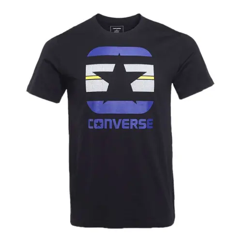Converse T Shirts Men's Black Crew Neck Moderate Straight Fit