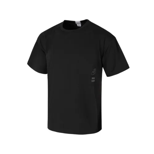 ASICS T Shirts Unisex Black Crew Neck Moderate
