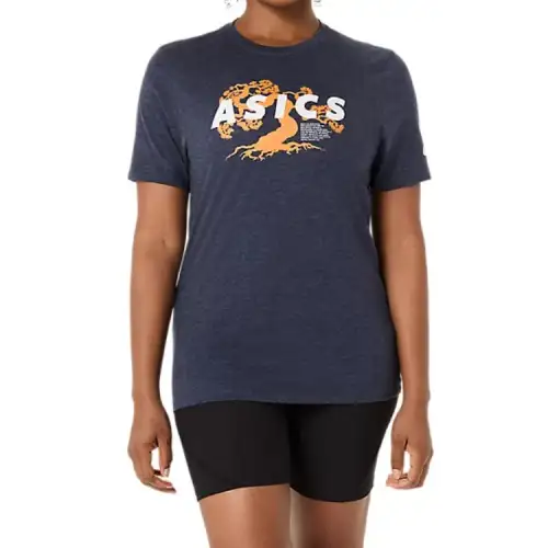 Asics WISE TREE T Shirt Unisex Navy Blue