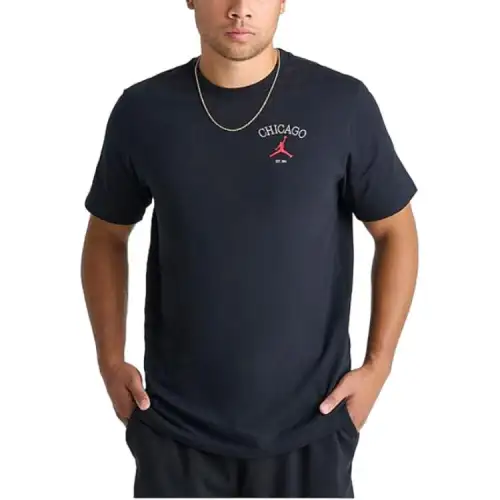 Jordan T Shirts Men's Black Crew Neck Moderate Straight Fit