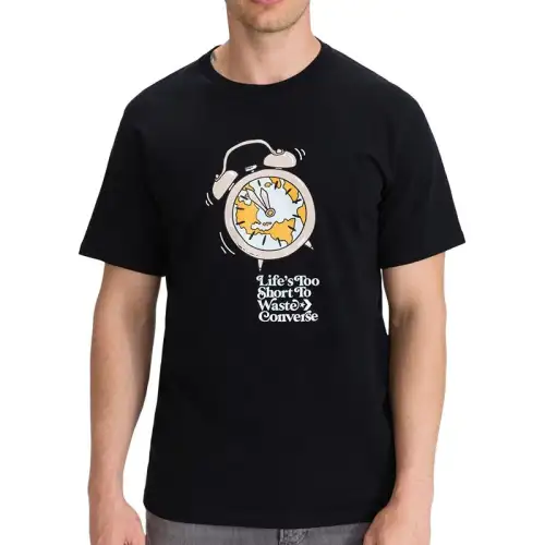 Converse T Shirts Men's Black Crew Neck Moderate