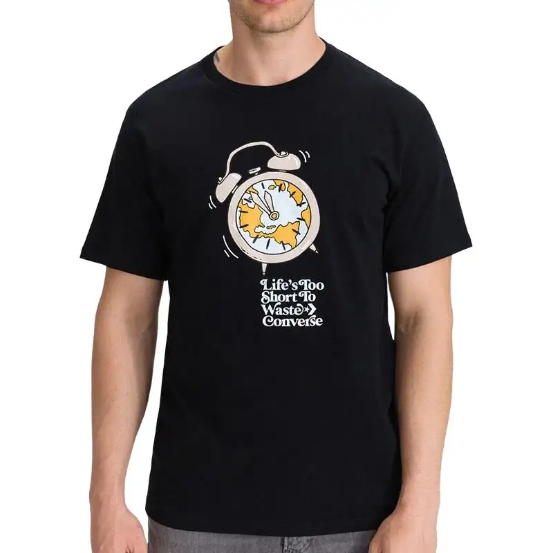 Converse T Shirts Men's Black Crew Neck Moderate