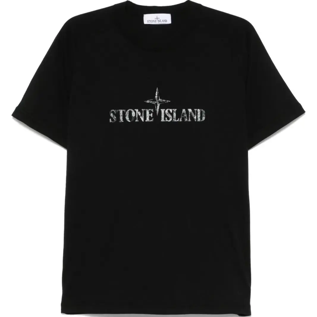 STONE ISLAND Logo Printed Crewneck T Shirt