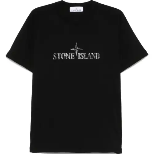 STONE ISLAND Logo Printed Crewneck T Shirt