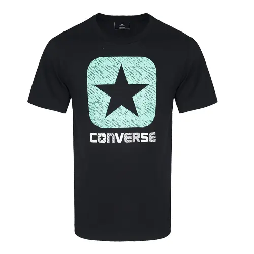 Converse T Shirts Men's Black Crew Neck Moderate Straight Fit