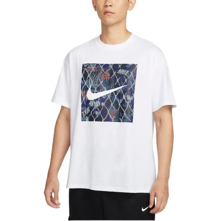 Nike T-Shirts Men's White Crew Neck Moderate Straight Fit
