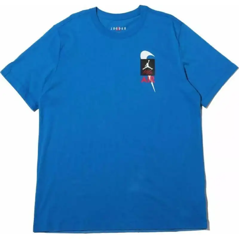 Jordan Apparel T Shirts Men's Blue Crew Neck Moderate Straight Fit