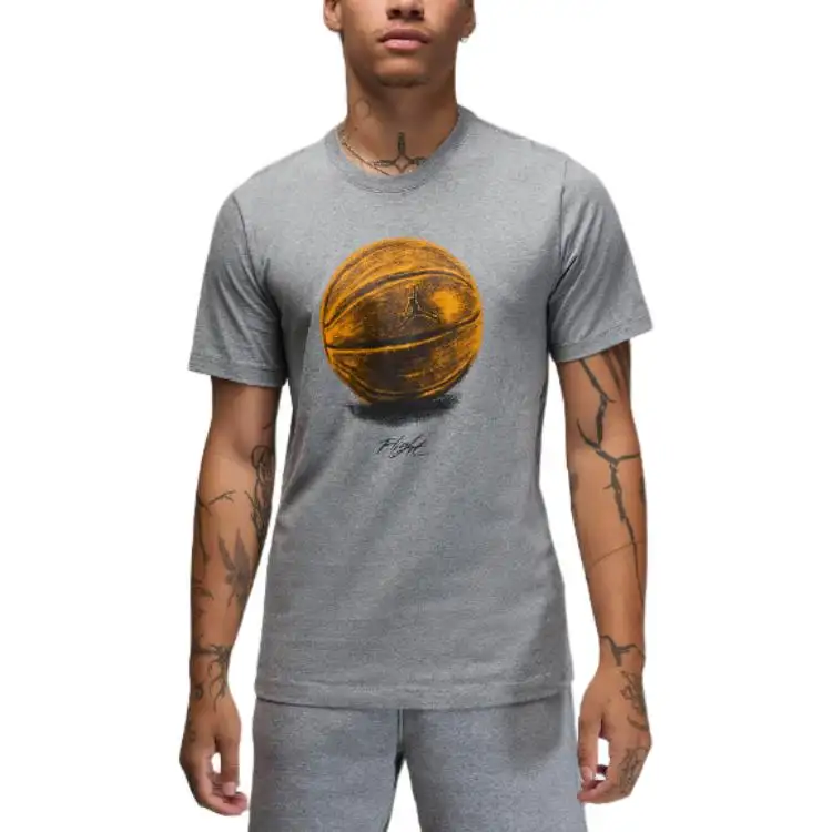 Jordan T Shirts Men's Gray Crew Neck Moderate