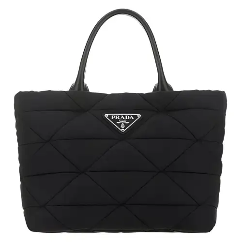 PRADA Zip Closure Thickened Nylon Fabric Tote Bag, Shopping Bag, Handbag Men's Black