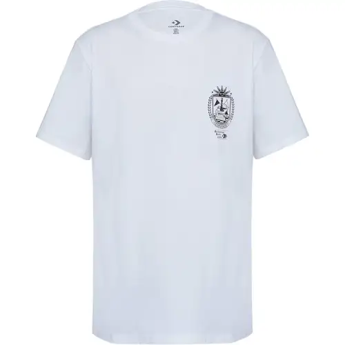 Converse T Shirts Men's White Crew Neck Moderate Straight Fit