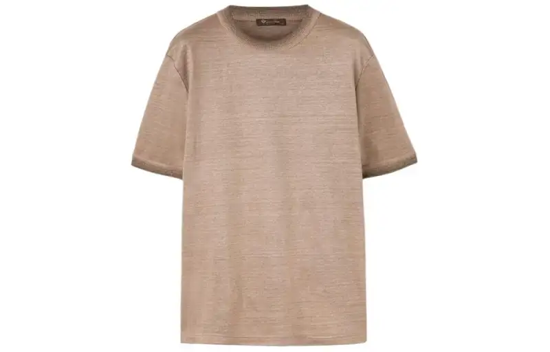 Loro Piana T Shirts Men's Brown Crew Neck Moderate Other