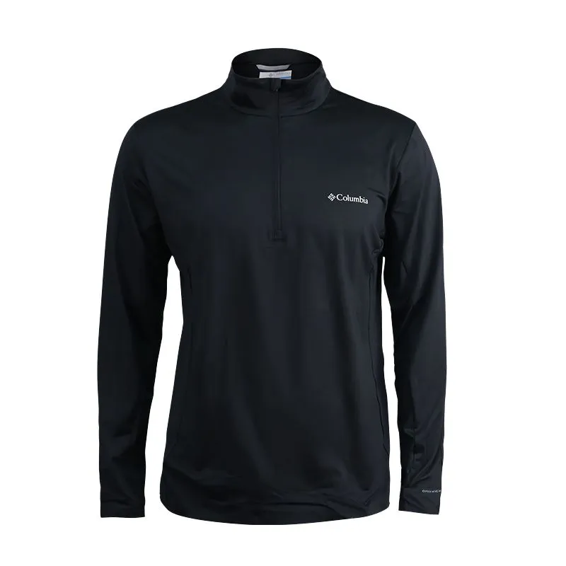 Columbia T-Shirts Men's Black Stand Collar Moderate Straight Fit