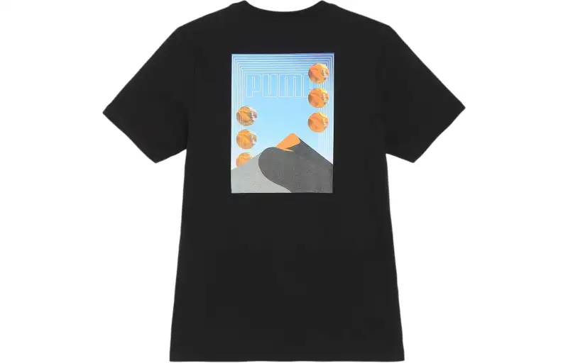 PUMA T Shirts Men's Black Crew Neck Moderate Straight Fit