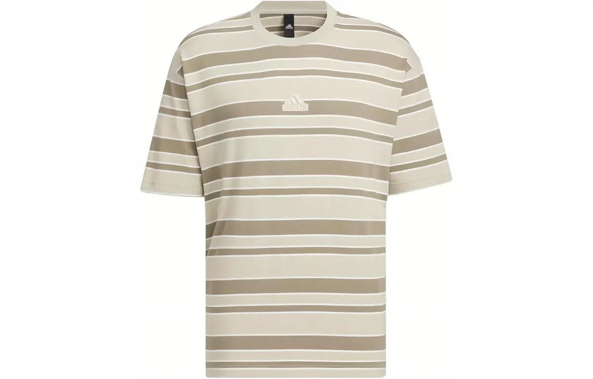 Adidas Sportswear FL Stripe T-Shirt Asia Sizing 'Tan Olive Green