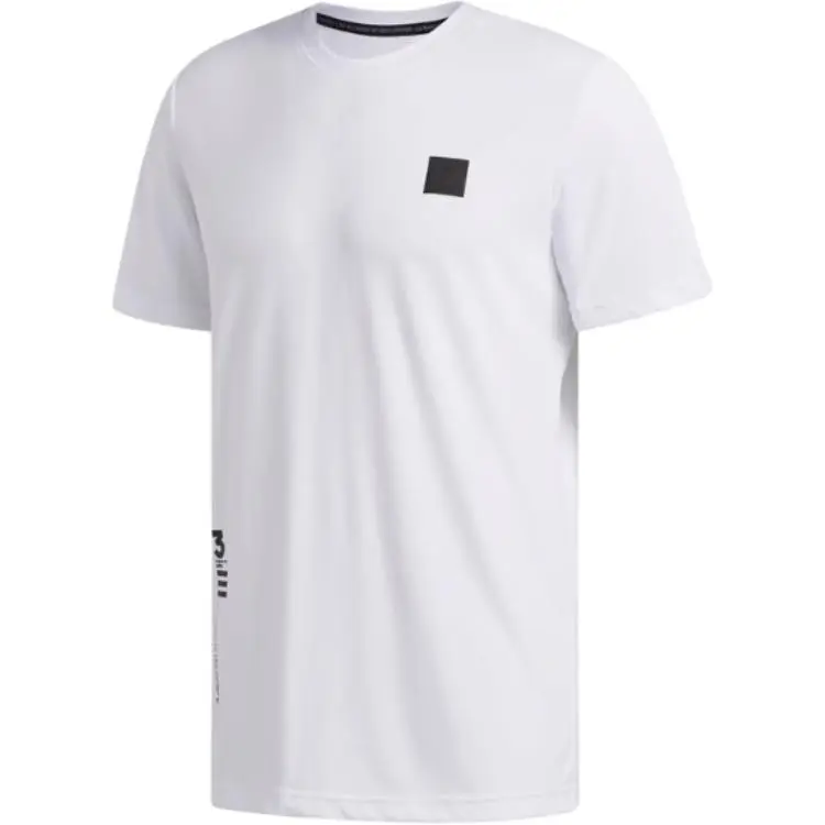 Adidas T-Shirts Men's White Crew Neck Moderate Straight Fit