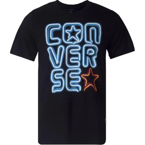 Converse T Shirts Men's Black Crew Neck Moderate