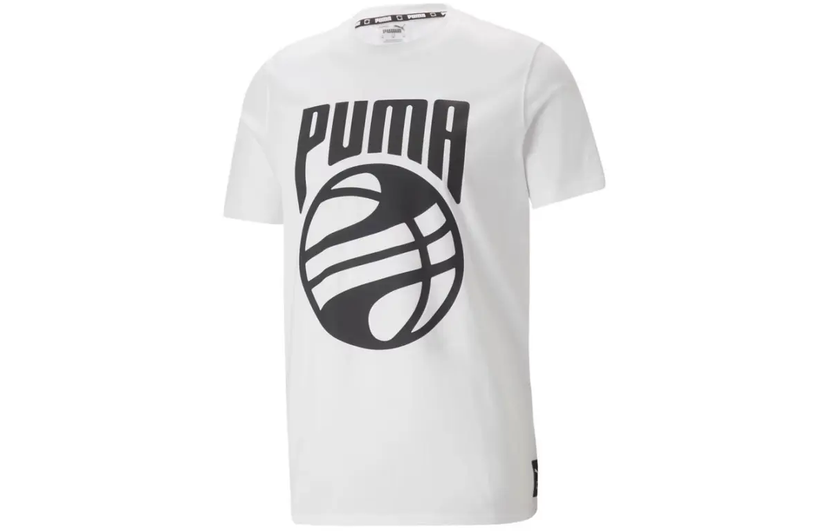 PUMA T-Shirts Unisex White Crew Neck Moderate