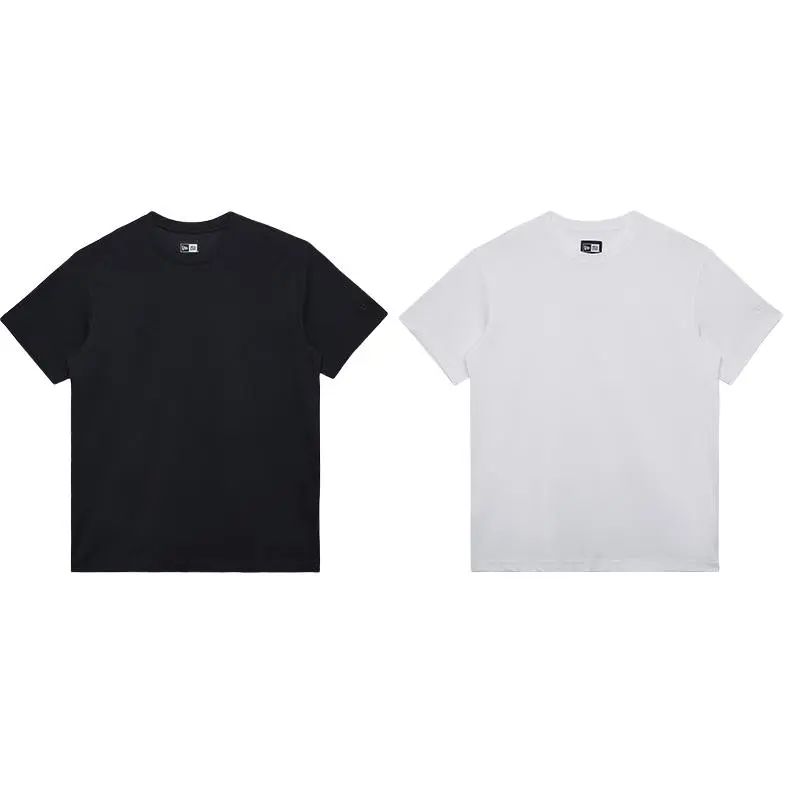 New Era T-Shirts Men's White+Black Crew Neck