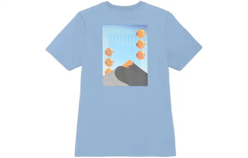 PUMA T Shirts Men's Blue Crew Neck Moderate Straight Fit