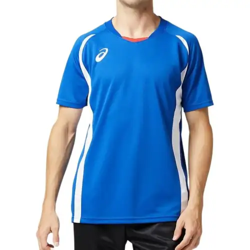 ASICS T Shirts Men's Blue Crew Neck Moderate Straight Fit