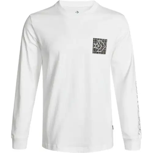 Converse T Shirts Men's White Crew Neck Moderate Straight Fit