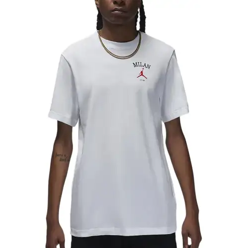 Jordan T Shirts Men's White Crew Neck Moderate Straight Fit