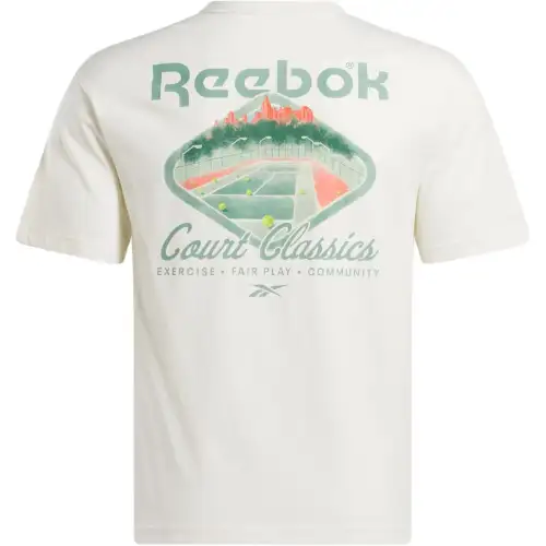 Reebok Drop Shoulder Sleeve T Shirt Unisex Ecru