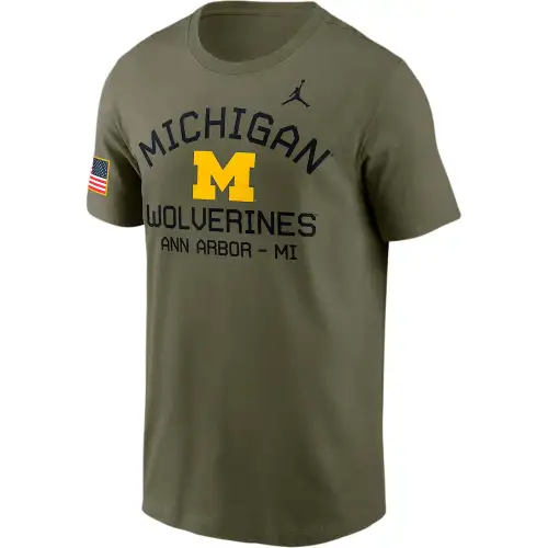JORDAN Michigan Wolverines Military Appreciation Team Issue Men's JORDAN Brand Dri FIT College T Shirt