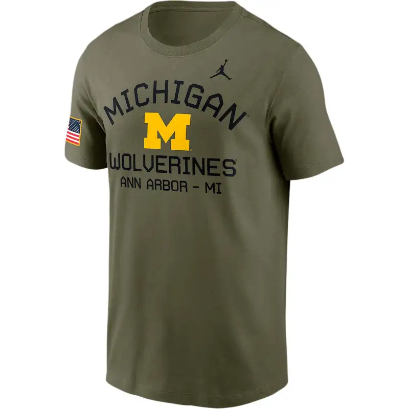 JORDAN Michigan Wolverines Military Appreciation Team Issue Men's JORDAN Brand Dri FIT College T Shirt