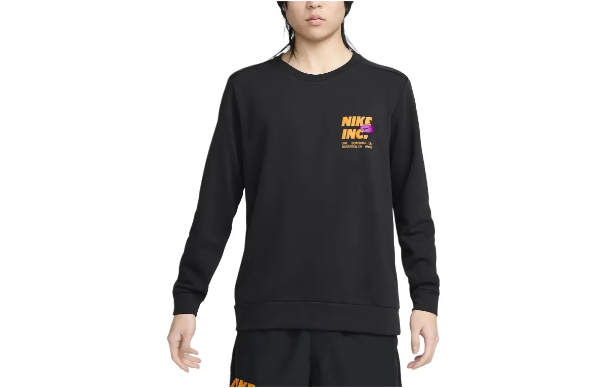 Nike T-Shirts Men's Black Crew Neck Moderate Straight Fit